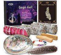 BEYAOBN Salvia Californiana 3 Bundles, 2 bastoni Palo Santo 11cm Incenso naturale da bruciare,Sage Smudge Kit Abalone Shell Piuma purificazione kit per la Pulizia Spirituale e i Rituali Energetici
