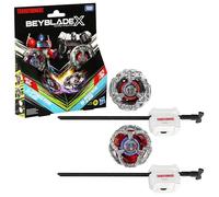 Beyblade X in collaborazione con Transformers, Optimus Prime 4-60P vs. Megatron 4-80B, confezione multipla con 2 trottole e 2 lanciatori, trottole da battaglia per bambini e bambine di 8 anni