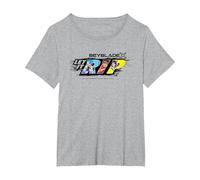 Beyblade X Team Persona Let It Rip Maglietta, Donna Plus-Size, Grigio Melange, 2X