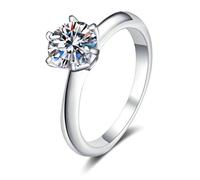 Beydodo Anelli da sposa in oro bianco 750 585 375 da donna, anelli di fidanzamento singoli, solitari con diamante, 1 carati, anelli di fidanzamento da donna, misura 49 - 63 (20,1), 63 (20.1), metallo