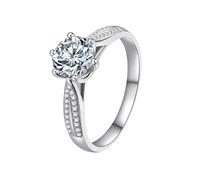 Beydodo Anelli da sposa in oro bianco 750 585 375, fedi nuziali da donna singola, con 6 pezzi, con diamante da 1 carati, anelli di fidanzamento per anniversario, misura 49 - 63, 20 (19,1), metallo