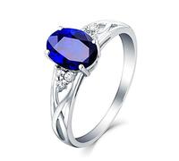 Beydodo Anelli da sposa in oro bianco 750 585 375, fedi nuziali da donna singola, infinita con zaffiro da 1 ct e diamante da 0,01 ct, anello di fidanzamento da donna, per anniversario, matrimonio