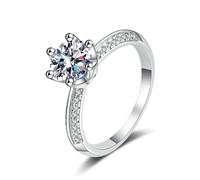 Beydodo Anelli da sposa in platino 950, anelli da donna singoli, 6 pezzi, con diamanti da 0,5 carati, anelli di fidanzamento per anniversari, misura 49-63, 20 (19,1), metallo prezioso, Diamante