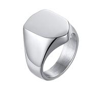 Beydodo Anelli da uomo,Anelli da uomo in acciaio inossidabile con timbro rotondo lucido 17,5 mm argento/nero anelli da uomo, Acciaio inossidabile, Nessuna pietra preziosa