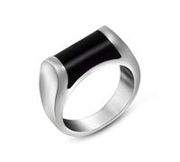 Beydodo Anelli in acciaio inox argento nero, da uomo, personalizzabili, 7,5 mm, con smalto, anelli dell'amicizia, da uomo, senza nichel, misura 54 (17,2)-65 (20,7), 62 (19.7), Nessuna pietra preziosa