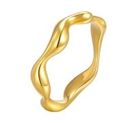 Beydodo Anelli in acciaio inox, da donna, placcati in oro, 5 mm, per partner, personalizzabili, oro, 14 (17,2), Metallo non prezioso, Nessuna pietra preziosa