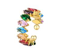 Beydodo Anelli in acciaio inox per partner da donna, placcati in oro, personalizzabili con zirconi aperti, anelli dell'amicizia da donna, regolabili, Metallo non prezioso, Nessuna pietra preziosa