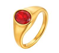 Beydodo Anelli in acciaio inox per partner da donna, placcati in oro, personalizzabili con zirconi ovali, anelli dell'amicizia, 14 (17,2), Metallo non prezioso, Nessuna pietra preziosa