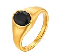 Beydodo Anelli in acciaio inox per partner da donna, placcati in oro, personalizzabili con zirconi ovali, anelli dell'amicizia, 57 (18.1), Metallo non prezioso, Nessuna pietra preziosa