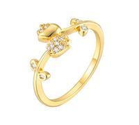 Beydodo Anelli in rame da donna, anello personalizzato con zirconi, anelli per partner in oro, da donna regolabili, Metallo non prezioso, Nessuna pietra preziosa