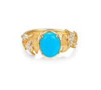 Beydodo Anelli turchesi oro 375 585 750 da donna, anello di fidanzamento Ginkgo con turchese 1,6 ct e diamanti fedi nuziali Memoir anello da donna misura 49 (15,6)-65 (20,7), 15 (17,5), metallo