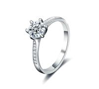 Beydodo Anello 750 585 375 da donna, in oro bianco 375, corona con diamanti da 1 carati, anelli di fidanzamento per matrimonio, da donna, misura 49 (15,6)-63 (20,1), 21 (19,4), metallo prezioso