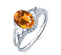 Beydodo Anello al citrino da donna in oro bianco 750 585 375, con monete con citrino da 1,15 carati e diamante da 0,07 carati, per fidanzamento e matrimonio, misura 49 (15,6)-63 (20,1), 12 (16,6