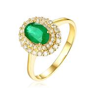 Beydodo Anello con smeraldo in oro 750 585 375, da donna, con fiori di smeraldo da 0,75 carati e diamante 0,3 carati, per matrimonio da donna, misura 49 (15,6)-63 (20,1), 62 (19.7), Smeraldo Diamante