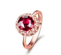 Beydodo Anello da donna 750 585 375, in oro rosa, con fiore di tormalina rosso 1,44 ct e diamante 0,23 ct anelli di fidanzamento per l'eternità, misura 49-63, 20 (19,1), tormalina Diamante