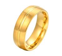 Beydodo Anello da donna in acciaio inox, placcato oro opaco, 6 mm, personalizzabile, oro, 49 (15.6), Metallo non prezioso, Nessuna pietra preziosa