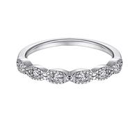 Beydodo Anello da donna in argento 925, set di 2 anelli impilabili a forma di fiore con zirconi, senza nichel, Zirconia cubica