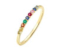 Beydodo Anello da donna in oro 750 18 carati, sottile con gemme colorate, anello di fidanzamento per matrimonio, misura 50 (15,9)