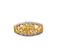 Beydodo Anello da donna in oro bianco 375 585 750, con gocce di citrino e moissanite, anelli di fidanzamento Memoir per matrimonio, misura 49-65, 63 (20.1), metallo prezioso, Citrino Moissanite