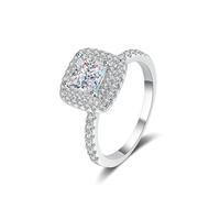 Beydodo Anello da donna in oro bianco 750 585 375, anello di fidanzamento quadrato con diamanti da 1 carati, anelli di nozze da donna, misura 49-63, 15 (17,5), metallo prezioso, Diamante sintetico