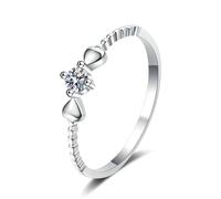 Beydodo Anello da donna in oro bianco, 750, 585, 375, da donna, a forma di cuore, con diamante, 0,1 carati, anelli di fidanzamento, senza nichel, misura 49 (15,6 )-63 (20,1), 18 (18,5), metallo