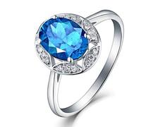 Beydodo Anello da donna in platino 950, con topazio da 1,35 carati e diamante da 0,07 carati, anelli di fidanzamento per l'eternità, misura 49 (15,6)-63 (20,1), 12 (16,6), Topazio Diamante