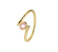 Beydodo Anello da donna in vero oro 375 585 750, anello di fidanzamento da donna solitario con morganite, anello di nozze senza nichel, misura 15,9-62 (19,7), 21 (19,4), metallo prezioso, Morganite