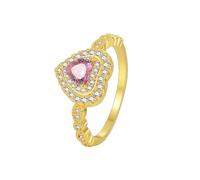 Beydodo Anello da sposa in oro 375 585 750, da donna, singolo, cuore con tormalina rosa e tormalina rosa, anelli di fidanzamento per donne, misura 50 (15,9)-62 (19,7), 16 (17,8), metallo prezioso