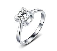 Beydodo Anello di fidanzamento da donna in oro bianco 750, anelli solitari con moissanite da 1 ct 0,5 carati, singoli senza nichel, misura 49 (15,6)-63 (20,1), Moissanite