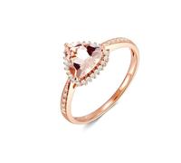 Beydodo Anello di fidanzamento da donna in oro rosa 750 585 375, triangolo con morganite da 1 ct e diamante, fedi nuziali, misura 49 (15,6)-63 (20,1), 14 (17,2), Morganite Diamante