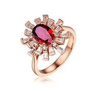 Beydodo Anello nuziale da donna in oro rosa 750 585 375 singolo, con rubino da 1 ct e diamante da 0,9 ct, anelli di fidanzamento da donna, misura 49 - 63, 15 (17,5), Rubino Diamante