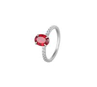Beydodo Anello nuziale in oro bianco 375 585 750 da donna, singolo, con 4 pezzi, con rubino ovale da 1,9 ct e moissanite, anelli di fidanzamento da donna, misura 49 - 65, 12 (16,6), metallo prezioso