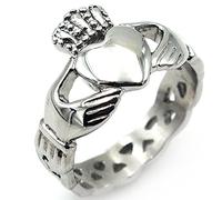 Beydodo Anello Vintage Acciaio, Anello Personalizzato Incisione Punk Anello Claddagh con Corona E Cuore Argento Misura 30
