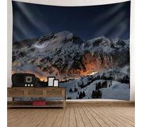 Beydodo Arazzo da parete 150 x 130 cm, motivo: paesaggio notturno, montagne della neve