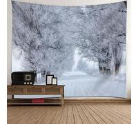 Beydodo Arazzo da parete con motivo invernale, 210 x 140 cm, motivo: alberi e sentieri della neve