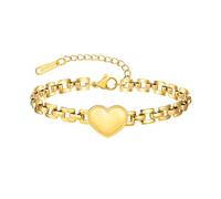 Beydodo Bracciale da donna in acciaio inox, con ciondolo a forma di cuore, 21 cm, personalizzabile, per donne, Metallo non prezioso, Nessuna pietra preziosa