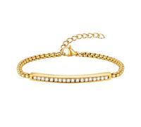 Beydodo Bracciale da donna in acciaio inox, personalizzabile con zirconi, 19/21 cm, Metallo non prezioso, Nessuna pietra preziosa
