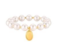 Beydodo Bracciale da donna in acciaio inox placcato oro, 17 cm, con ciondolo, braccialetto di perle, braccialetto dell'amicizia personalizzato