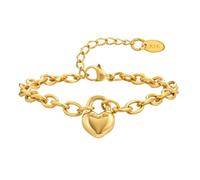 Beydodo Bracciale da donna in acciaio inox placcato oro, 19 cm, con cuore, braccialetto dell'amicizia, da donna, personalizzato