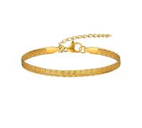 Beydodo Bracciale da donna in acciaio inox placcato oro, 21 cm, a più strati, per amicizia, da donna, Metallo non prezioso, Nessuna pietra preziosa