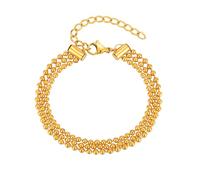 Beydodo Bracciale da donna in acciaio inox placcato oro, 21 cm, a più strati, per amicizia, da donna, Metallo non prezioso, Nessuna pietra preziosa