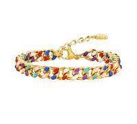 Beydodo Bracciale da donna in acciaio inox placcato oro, 21 cm, con ciondoli smaltati, braccialetto dell'amicizia personalizzato, Metallo non prezioso, Nessuna pietra preziosa