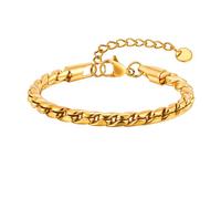 Beydodo Bracciale da donna in acciaio inox placcato oro, 21 cm, personalizzabile, Metallo non prezioso, Nessuna pietra preziosa