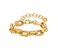 Beydodo Bracciale da donna in acciaio inox placcato oro, 21 cm, spessore con chiusura a moschettone, personalizzabile, braccialetto dell'amicizia, Metallo non prezioso, Nessuna pietra preziosa