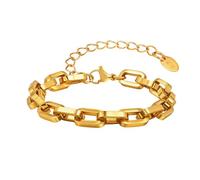 Beydodo Bracciale da donna in acciaio inox placcato oro, 21 cm, spessore con chiusura a moschettone, personalizzabile, braccialetto dell'amicizia, Metallo non prezioso, Nessuna pietra preziosa