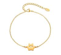 Beydodo Bracciale da donna in acciaio inox placcato oro, braccialetto personalizzato da donna con zampe di gatto, 21 cm, Metallo non prezioso, Nessuna pietra preziosa