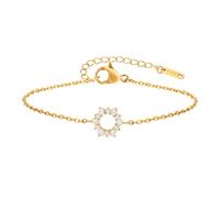 Beydodo Bracciale da donna in oro 21,5 cm, in acciaio inox placcato oro con girasole con zirconi