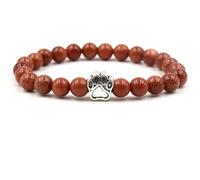 Beydodo Bracciale da uomo, con perle, 8 mm, pietre con zampa, bracciale da uomo, Chakra, 19 cm, Regular, avventurina, Avventurina