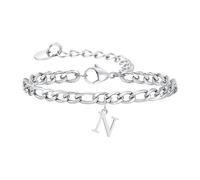 Beydodo Bracciale da uomo in acciaio inox, 23 cm, con ciondolo, 26 lettere dalla A alla Z, braccialetto dell'amicizia personalizzato, per uomini, 5.5mmx23cm, Acciaio inossidabile, Nessuna pietra