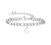 Beydodo Bracciale da uomo in acciaio inox, 23 cm, con ciondolo, 26 lettere dalla A alla Z, braccialetto dell'amicizia personalizzato, per uomini, 5.5mmx23cm, Acciaio inossidabile, Nessuna pietra